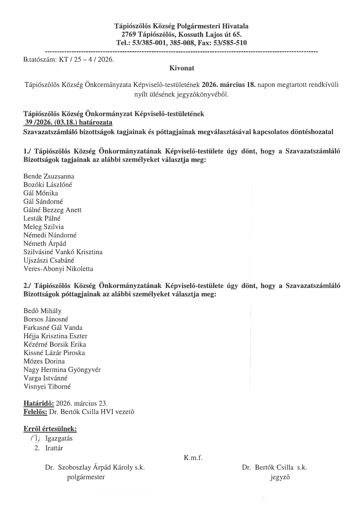 39 2026. 03.18. testületi határozat szszb tagok megválasztása1